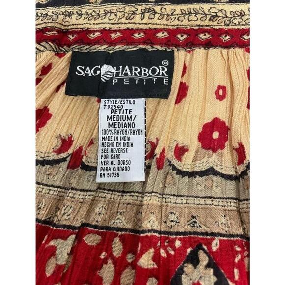 Sag Harbor Petite 90s Vintage Boho Broomstick Rayon Crape Midi Skirt Medium / XL - Picture 10 of 12